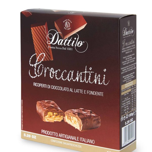 Croccantini di torrone ricoperti al cioccolato al latte e fondente