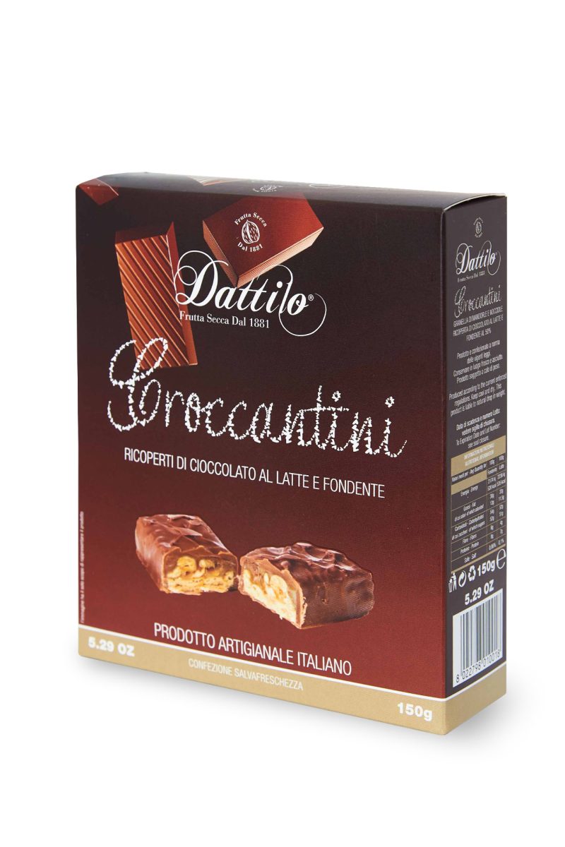 Croccantini di torrone ricoperti al cioccolato al latte e fondente