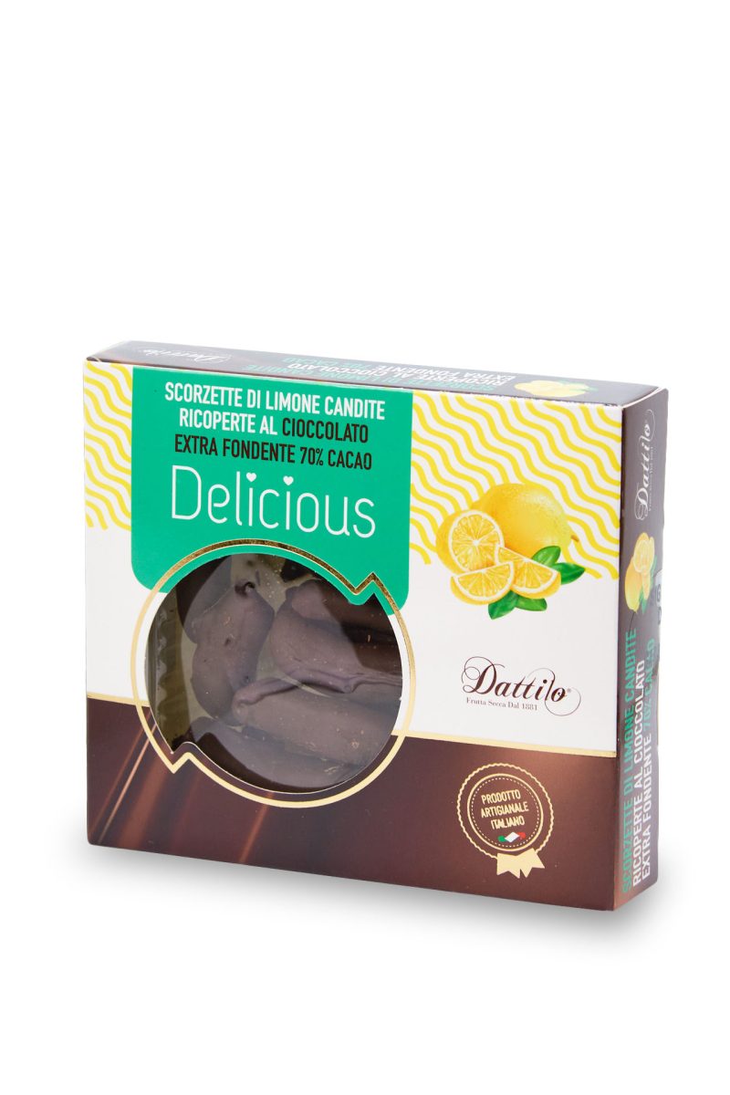 Scorzette di limone candite ricoperte al cioccolato