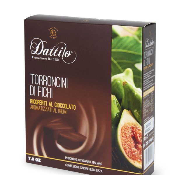 Torroncini di fichi ricoperti al cioccolato ed aromatizzati al rhum